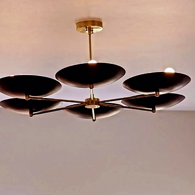 mid century 6 light black brass chandelier ceiling fixture pendent light for home