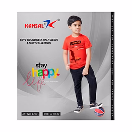 kansal boys round neck pure cotton tshirt
