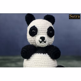 panda bear crochet toy , 100% handmade wollen first baby gift toy