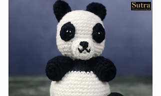 Panda Bear Crochet Toy , 100% Handmade Wollen First Baby Gift Toy