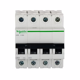 schneider electric acti 9 63a,ampere 4-pole c curve mcb , white, standard (act 9 'c' curve