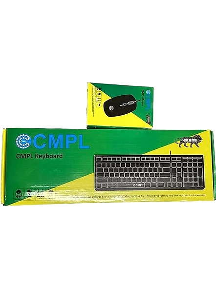 CMPL Keyboard and Mouse Combo with Wired Easy to Read Keys Compact and Sleek Design, Long Cable (Make in India)-3