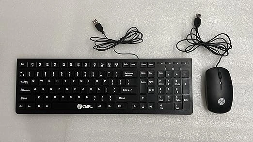 CMPL Keyboard and Mouse Combo with Wired Easy to Read Keys Compact and Sleek Design, Long Cable (Make in India)-2