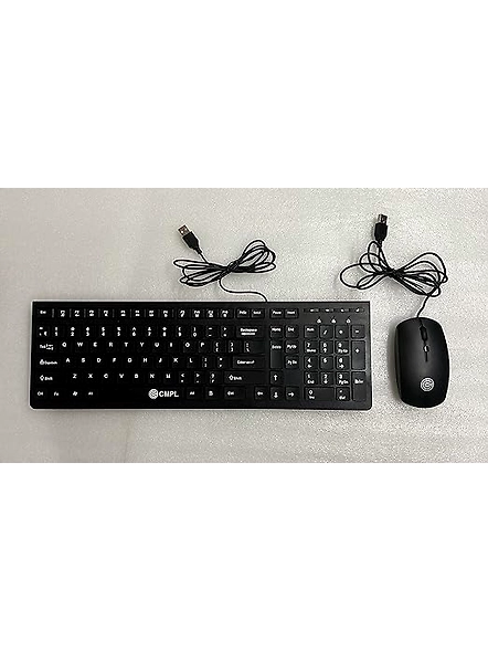 CMPL Keyboard and Mouse Combo with Wired Easy to Read Keys Compact and Sleek Design, Long Cable (Make in India)