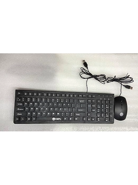 CMPL Keyboard and Mouse Combo with Wired Easy to Read Keys Compact and Sleek Design, Long Cable (Make in India)