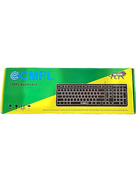 CMPL Keyboard and Mouse Combo with Wired Easy to Read Keys Compact and Sleek Design, Long Cable (Make in India)