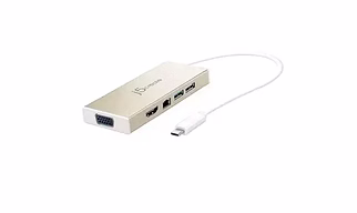 USB-C 3.1 Mini Hub by j5create | USB 3.1/3.0/2.0| HDMI 1920 x 1200 @ 60 Hz/VGA 1920 x 1200 @ 60 Hz | Gigabit Ethernet | Compatible with USB C Devices
