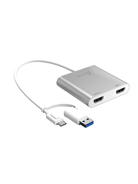 J5create JCA365 USB-C to Dual HDMI 4K + 2K Multi-Monitor Adapter - (USB-C to 2 x HDMI) - Includes USB-C to USB-A adaptor-40-TSEK-8IOH