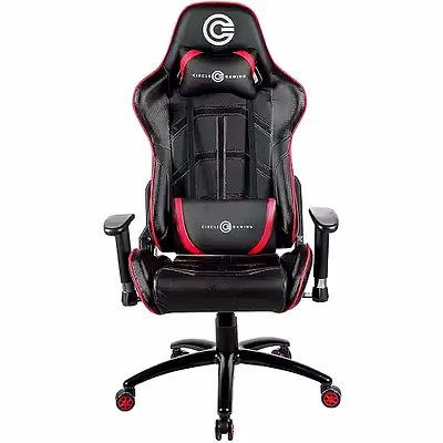 circle gaming ch75 red/black all moulded foam with 4d arm rest having pu + pvc cover material with adjustable backrest angle : 90-180 degree with class 4 gas lift gaming chair