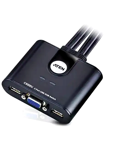 ATEN 2-Port USB 2.0 Cable-Built-in KVM Switch CS22U-6J-RQHG-WNX8