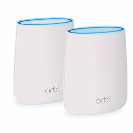 netgear orbi rbk20-100ins tri-band ac2200 mbps router home wi-fi system (white). eliminate wifi dead zones and enhance speeds with 1 router and 1 satellite. recommended for upto 2000 sft, pack of 2