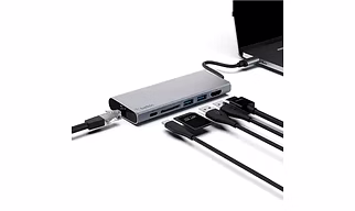 Belkin USB C 6 in 1 Hub Adapter with 60W Power Delivery, 5 Gbps Transfer Speed, Ethernet Port, 4K Hdmi, USB C, Sd Card and 2 USB A 3.0 & 2.0 Data Ports, for MacBook/Ipad and More Gray