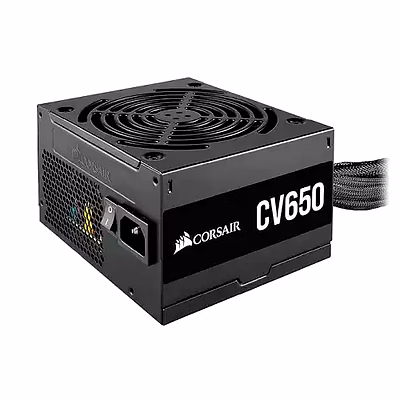 corsair cv650, cv series, 80 plus bronze certified, 650 watt non-modular power supply - black