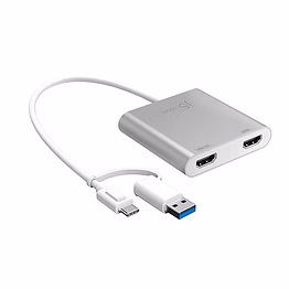 j5create usb-c to dual hdmi multi-monitor adapter with usb type-a convertor | 4k + 2k | compatible with windows and mac (jca365)