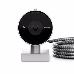 hp 950 4k uhd 720p hd 60 fps webcam with auto focus & auto framing/inbuilt privacy shutter/ 360 swivel/silver and black