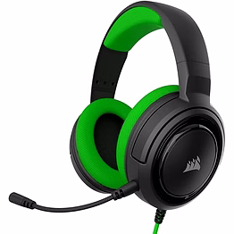 corsair hs35 stereo gaming wired over ear headphones with mic designed for pc and mobile (green)