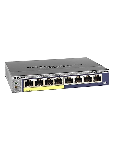 Netgear GS108PE-300NAS Gigabit Smart Managed Plus Switch (Grey)-10-J1E3-2KBJ