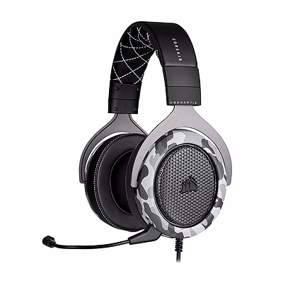 corsair hs60 haptic stereo gaming headset with haptic bass, memory foam earcups, removable microphone, windows sonic compatible, discord-certified for pc - arctic camo
