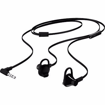 hp 150 black wired on ear headset with in-line microphone/taggle-free with long & flat cord/1 year rtb warranty, x7b04aa (black)