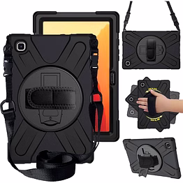 proelite rugged armor case cover for samsung galaxy tab a7 10.4" sm-t500/t505/t507 with hand grip and rotating kickstand - black