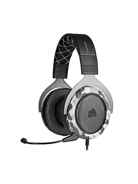 Corsair HS60 Haptic Stereo Gaming Headset with Haptic Bass, Memory Foam Earcups, Removable Microphone, Windows Sonic Compatible, Discord-Certified for PC - Arctic Camo-B08JFYW4CK
