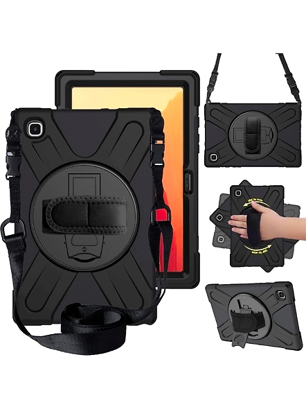 ProElite Rugged Armor Case Cover for Samsung Galaxy Tab A7 10.4&quot; SM-T500/T505/T507 with Hand Grip and Rotating Kickstand - Black-code096
