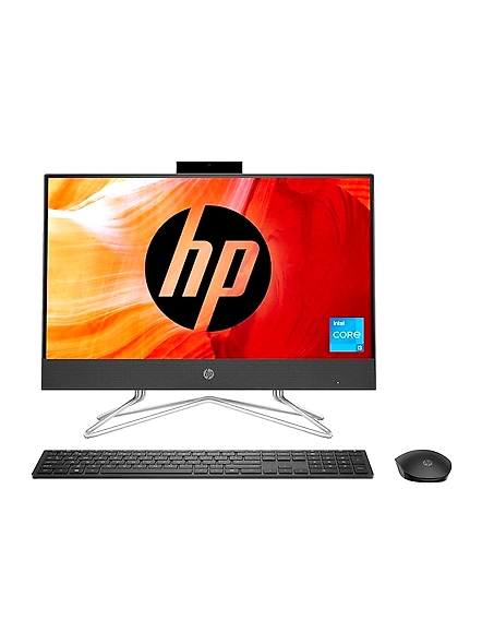 HP AIO PC 22-dd2456in, featuring a 12th Gen Intel Core i3-1215U processor, 21.5 inch FHD Anti-Glare Display, 8GB RAM, 1TB HDD + 256GB SSD storage, Intel UHD Graphics, Windows 11, wireless keyboard and mouse combo, MS Office, in a sleek Jet Black design.-B0BCH3XNYR