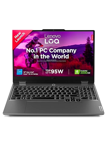 Lenovo LOQ Gaming Laptop | Intel Core i5-12450HX | 15.6&quot; FHD Display |12GB RAM | 512GB SSD | Windows 11 | NVIDIA RTX 2050 4GB Graphics |3-Month Game Pass | 1 Year ADP Free | Grey | 2.4 kg | 83GS008VIN-B0D1TL1WSB