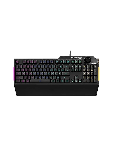 ASUS Membrane USB Gaming Keyboard for PC - TUF K1 Programmable, Onboard Memory with Dedicated Volume Knob, Aura Sync RGB and Side Lighting Detachable Wrist Rest Spill-Resistant (Black)-B08GL4WZ4W