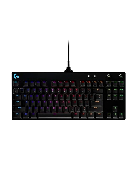 Logitech G PRO Mechanical Gaming Keyboard in Black, featuring an ultra-portable tenkeyless design, detachable micro USB cable, and 16.8 million color LIGHTSYNC RGB backlit keys.-B09PNJ4CXL