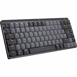 logitech mx mechanical mini wireless illuminated keyboard, featuring linear switches, backlit keys, bluetooth, usb-c, and compatibility with macos, windows, linux, ios, and android.