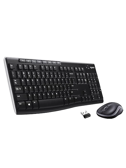 Logitech MK275 combo features a compact keyboard with multimedia keys, a comfortable mouse, long battery life (up to 2 years), and is compatible with Windows PCs and laptops (Black).-code652