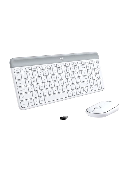 Logitech MK470 Slim Combo (Off White) offers a minimalist design, whisper-quiet keys, and long battery life for a productive wireless setup.-code655