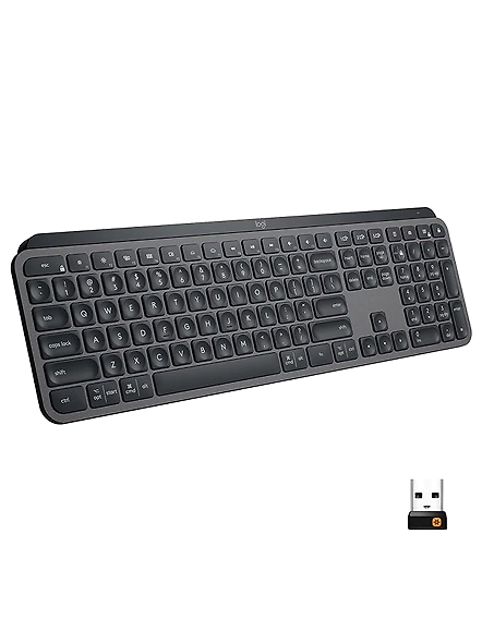 Logitech MX Keys features comfortable tactile keys, customizable backlighting, and multi-device compatibility (Windows, Mac, Linux, iOS, Android) for a productive and stylish setup (Graphite/Black).-code663