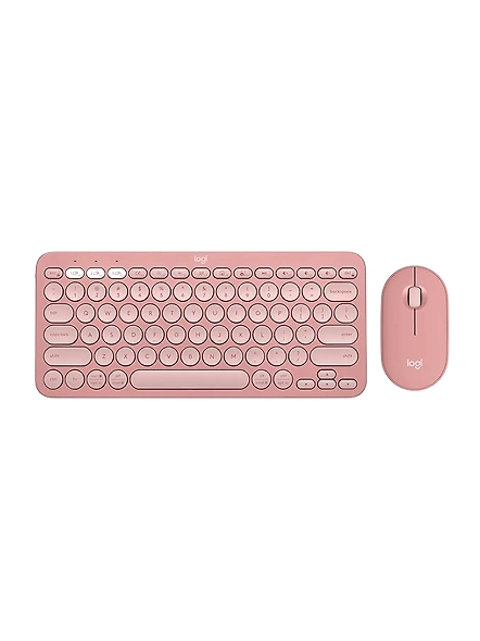 Logitech Pebble 2 Combo features silent keys, a compact design, and Easy-Switch for seamless multi-device use (Windows, macOS, iPadOS, Chrome). Choose Tonal Rose for a touch of elegance.