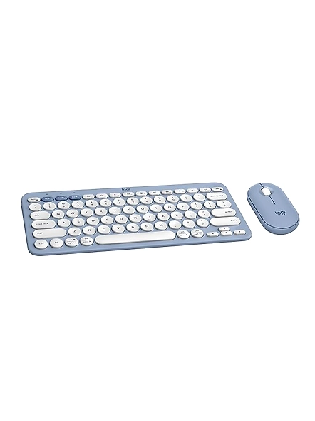 Logitech Pebble 2 Combo offers quiet keys, a portable design, and Easy-Switch for multiple devices (Windows, macOS, iPadOS, Chrome). Choose Tonal Blue for a calming aesthetic.-code667