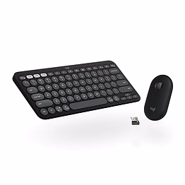 logitech pebble 2 combo boasts silent keys, a compact design, and easy-switch for seamless multi-device use (windows, macos, ipados, chrome). choose tonal graphite for a sleek and professional look.