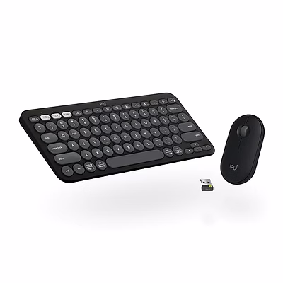 logitech pebble 2 combo boasts silent keys, a compact design, and easy-switch for seamless multi-device use (windows, macos, ipados, chrome). choose tonal graphite for a sleek and professional look.