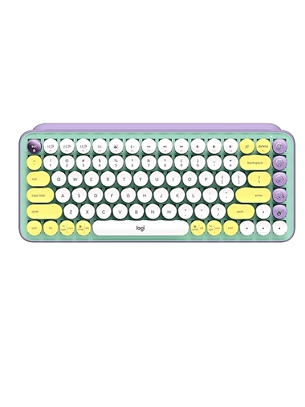 Logitech Pop Keys features customizable emoji keys, mechanical keystrokes, and multi-device wireless connectivity for a fun and productive setup (Daydream color).-code670