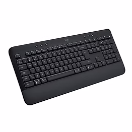 logitech k650 wireless keyboard features a built-in palm rest, deep-cushioned keys, and multi-device connection (bluetooth or usb) for a productive and comfortable typing experience (windows/mac compatible).