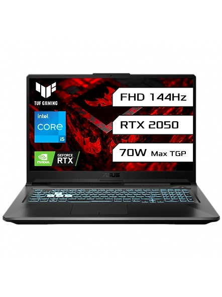 ASUS TUF F17 Gaming Laptop, Intel Core i5-11400H 11th Gen, 17.3-inch 144Hz Display, 8GB RAM, 512GB SSD, NVIDIA GeForce RTX 2050 4GB, Windows 11 Home, RGB Backlit Keyboard, Black, 2.30 kg, ‎FX706HF-HX018W-code878
