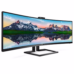 philips brilliance 499p9h1/75 49-inch curved superwide dual qhd lcd display with pop-up webcam with windows hello