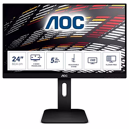 aoc 23.8-inch led monitor with vga port, hdmi port,usb hub, display port, height adjustable stand - 24p1 (black)