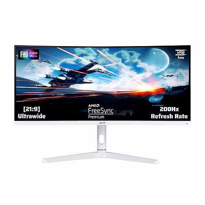 acer xz306cx 29.5 inch (74.93 cm) ultrawide 21:9 1500r curve 2560 x 1080 pixels lcd monitor with led backlight i 1 ms vrb i 200 hz i hdr 400 i dci-p3 93% i amd free sync i 2xhdmi 1xdp i white