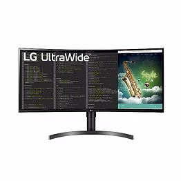 lg 34" curved ultrawide wqhd led monitor (35wn75c) | 3440x1440, maxxaudio 7w speakers, height & tilt adjustable, displayport, audio out
