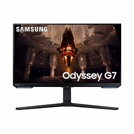 samsung 28-inch(70.9cm) 4k uhd ips gaming ips, 144 hz, 1ms, flat monitor, smart tv, height adjustable stand, bezel-less, hdr400, g-sync compatible (ls28bg702ewxxl, black)