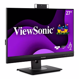 viewsonic 27 inch qhd webcam professional docking monitor led fill light, noise-cancelling microphone, 5w speaker, onecable solution, usb type-c with 90w chargeback | dp | hdmi | lan port-vg2756v-2k