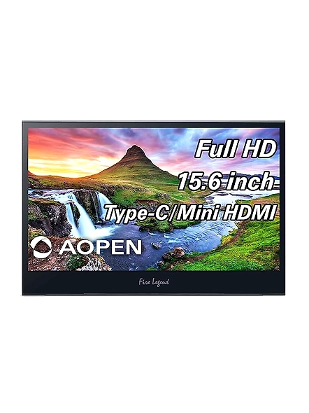 Acer AOPEN 16PM6QT 15.6 inch (39.62 cm) Full HD Portable IPS Touch LCD Monitor with LED Back Light (USB Type-C & 1 x Mini HDMI Port), Anti Microbial Coating, Zero Frame, Intergrated Speakers, Black