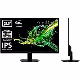 acer sa220q 21.5 inch (54.61 cm) full hd ips ultra slim monitor | 1920 x 1080 pixels | led backlight technology | 6.6mm thick | amd freesync | 250 nits brightness | hdmi & vga ports | includes hdmi cable | black