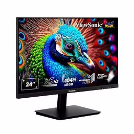 viewsonic 24 inch full hd monitor 75hz 4ms with eye-care technology low energy consumption flicker free technology hdmi, vga, wall mount, for office and home use and 104% srgb - va2406-h